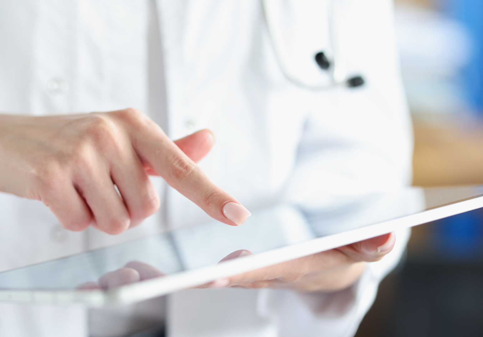 Image of a woman's hand about to tap on a tablet screen. Related to: database developer job, enterprise service tech job, information systems security officer job, logistics engineer job, asset management job, asset management IT job, SAFe practice consultant, service desk tech job