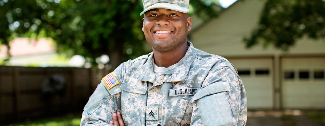 Image shows an African American Sergeant in U.S. Army fatigues. Related to: hiring vets, investing in vets, supporting veterans, jobs for veterans, jobs for disabled veterans, IT jobs for veterans, employment for veterans, hiring military veterans,